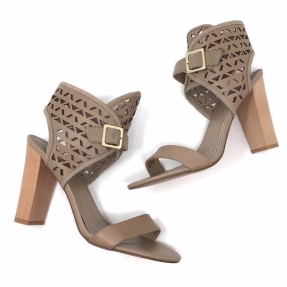 Charles David Shoes - Charles David Taupe Leather Laser Cut Juno Sandals